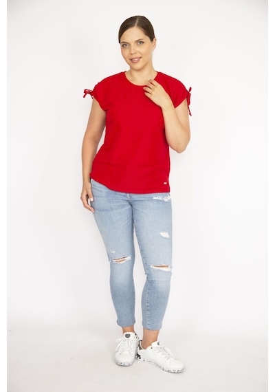 Şans Kadın Bordo Büyük Beden Omuz Bağcıklı Polyester Kumaş Bluz-bordo Bordo