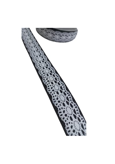 Tafta Dantel Görünümlü Kurdele Siyah 25 Mm 5 Metre