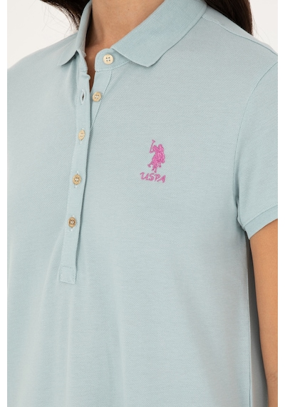 U.S. Polo Assn. Kadın Su Yeşili Polo Yaka Mini Boy Örme Elbise 50280038-VR048