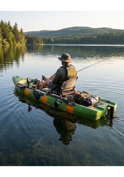 Sup Pro Tek Kişilik Pedallı Balıkçı Kanosu Yeşil Kamuflaj