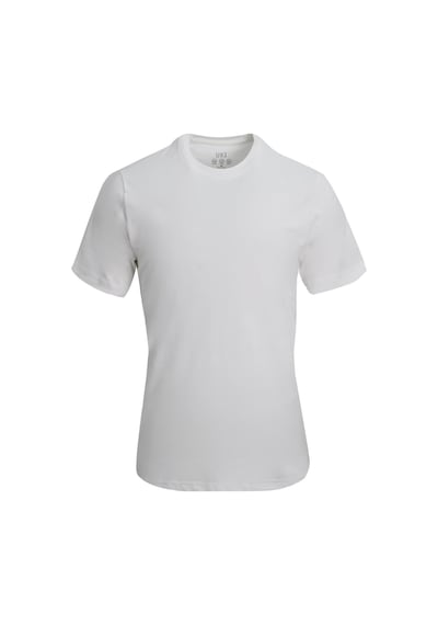 Uki Beyaz Bisiklet Yaka Basic T-shirt