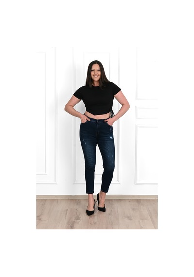 Kadın Büyük Beden Lacivert Jean Pantolon 6177-23