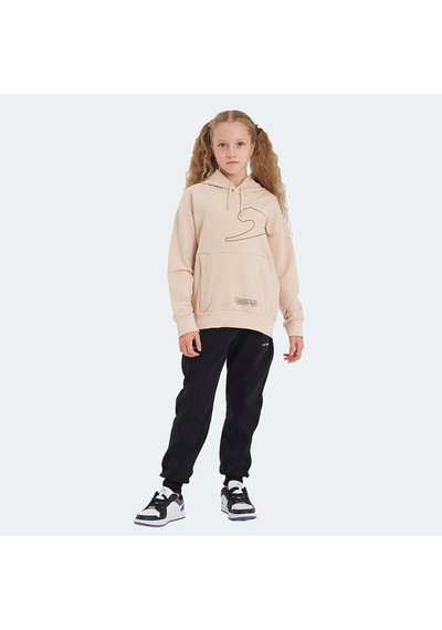 Slazenger LINK Çocuk Kapüşonlu Cepli Camel Sweatshirt