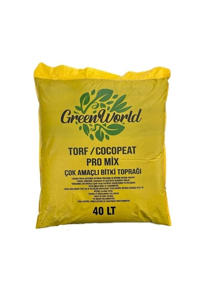 Green World 40 Litre İthal Çok Amaçlı Bitki Toprağı Torf Cocopeat Pro Mix - Kokopit Özel Karışım Saksı Harcı 0,250