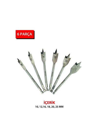 Yaprak Ağaç Matkap Ucu Seti 6 Parça 10-12-16-18-20-25mm Era56950 Eratool