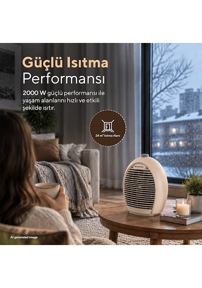 Kumtel LX-6331 2000 W Elektrikli Fanlı Isıtıcı Krem