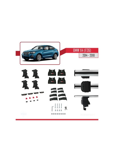 Bmw X4 F26 2014-2018 Arası İle Uyumlu Ace-4 Ara Atkı Tavan Barı Gri