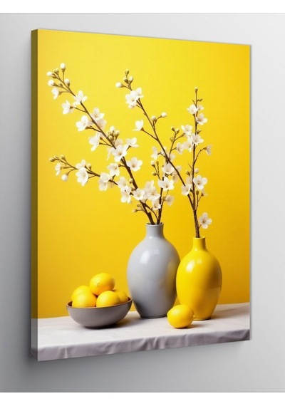 Kanvas Tablo Sarı Vazoda Çiçekler 50cmx70cm