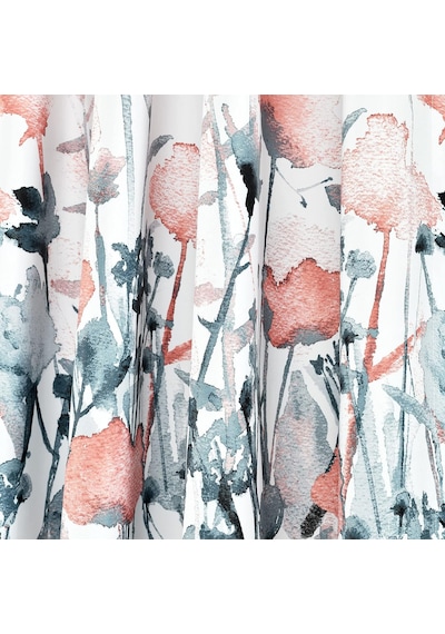 Zuri Flora Oda Karartma Pencere Perdesi Panel Çifti, 160 Cm Uzunluk X 132 Cm Genişlik, Mavi Ve Mercan