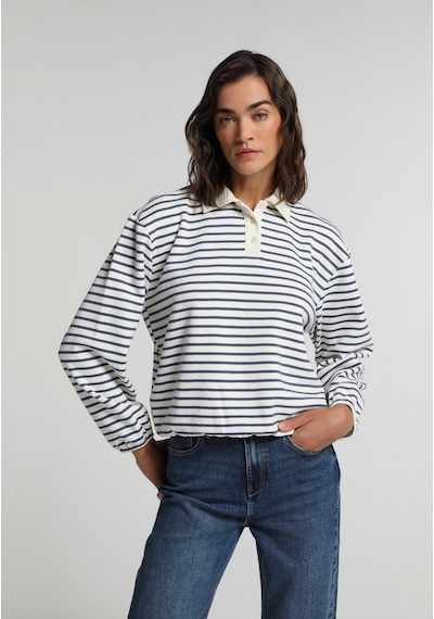 Colin's Colins Regular Fit Polo Yaka Çizgili Kadın Mavi Sweatshirt Cl1081731 Q1.v1 Inv İndigo