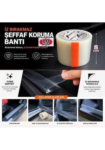 Bant Evi Şeffaf Araç Kapı Eşik Koruma Bandı 8cmx10m İz Bırakmayan Kapı Eşik Kaplama Bandı Diğer