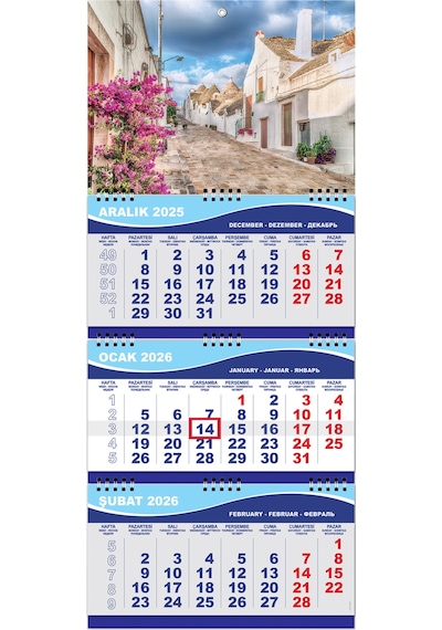 2026 Orta Boy Gemici Takvimi Denizci Duvar Takvimi 31x70 CM