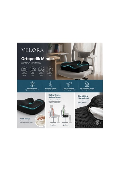 Visco Ortopedik Oturma Minderi Kuyruk Sokumu Destekli Ergonomik Ofis Ve Araç Koltuğu Minderi - 887005621