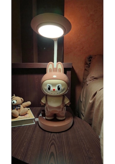 Labubu Tek Kalemlikli Masa Üzeri Gece Lambası Boyut 24 Cm Çok Renkli