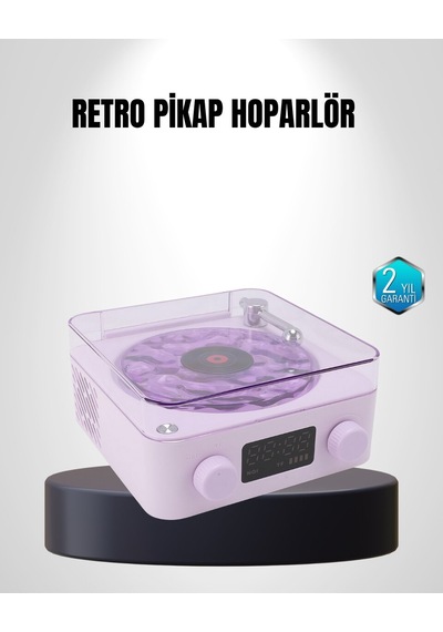Bluetooth Retro Pikap Hoparlör 360 Derece Ses Projektörlü Gece Lambası Çok Fonksiyonlu Renkli 81570815