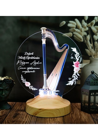 Arp Figürlü Kişiye Özel Led Lamba Müzisyenler Ve Müzik Öğretmenleri İçin Özel Tasarım Hediye