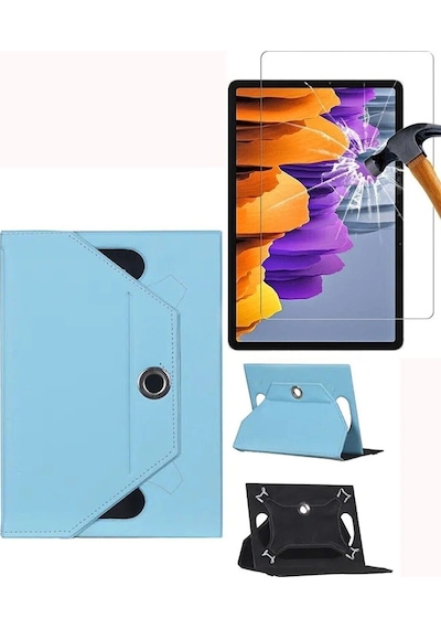 Huawei Matepad Se 11 İnç 2024 Uyumlu Universal Dönerli Standlı Kılıf + Ekran Koruyucu Arka Kapak