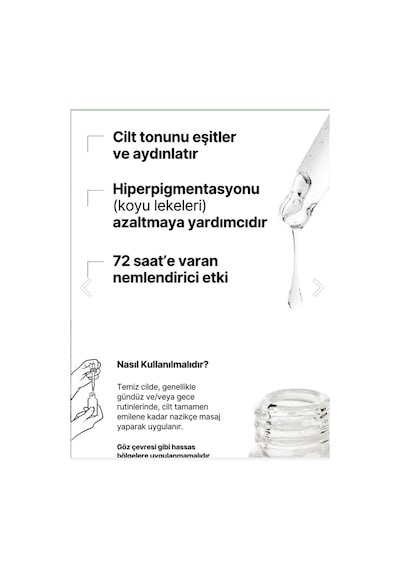 Aydınlatıcı, Cilt Ton Eşitleyici, Nemlendirici Serum Arbutin %2+ Hyaluronic Acid Leke Karşıtı,