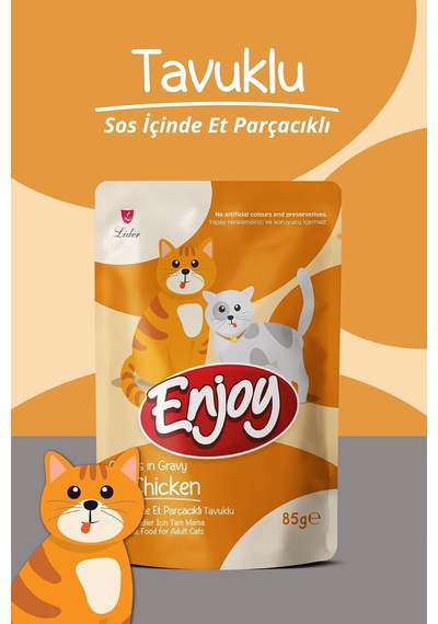 Enjoy Kedi Konserve Maması, Tavuk Etli, 85g, 22 Adet