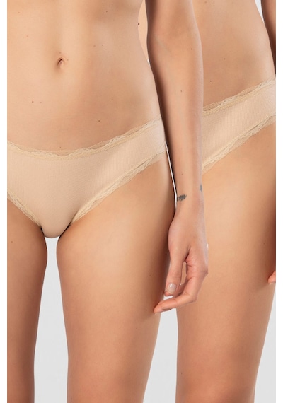 Türen Kadın Likralı Ribana Dantelli Bikini Külot 2'li Paket 928/ten Ten