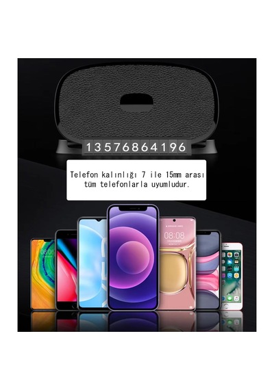 Cr10 3in1 Araç Torpido Üstü Telefon Tutucu Güneş Işığı Korumalı Yüzey Park Numaratör 360 Döner Yapışkan Taban Mat Siyah