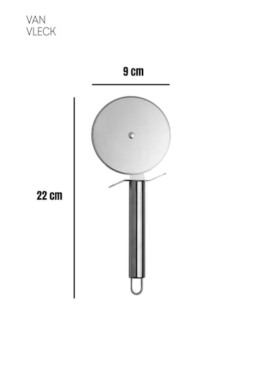 Paslanmaz Çelik Pizza Kesici 9 Cm Bıçaklı Hamur Ruleti, Ergonomik Saplı Mutfak Kesme Aparatı Metal