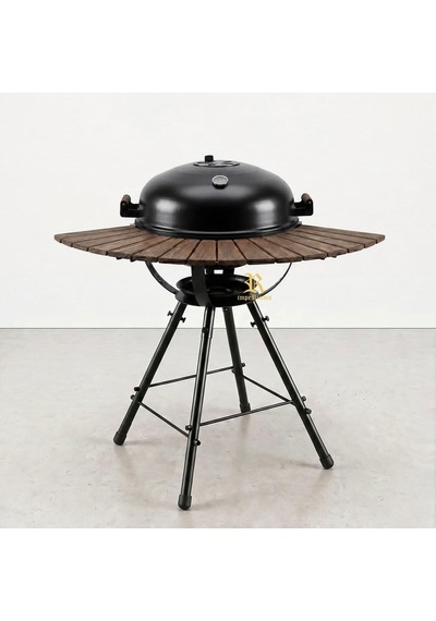 Bazz360 360 Masalı Kapaklı Kömürlü Barbekü Mangal 55 Cm Izgara, Termometreli, 92 Cm Yükseklik, 120 Cm Masa Çok Renkli