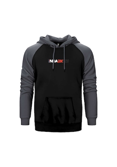 Basket2k22 Gri Renk Reglan Kol Kapşonlu Sweatshirt Gri