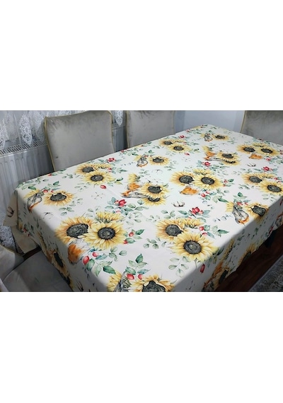 Sunflower Desenli 3d Dikdörtgen Masa Örtüsü 160x200 Renkli