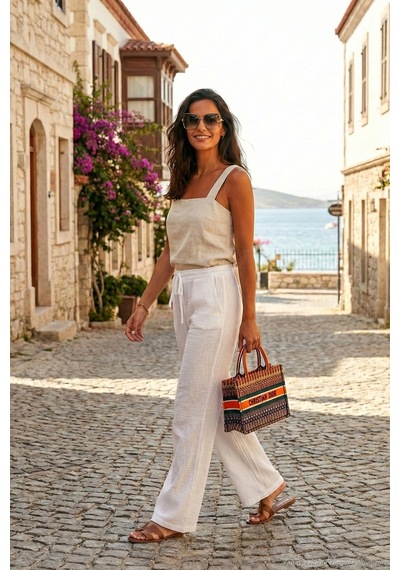 Lela Bayan Pantolon 668yp5502 Beyaz Beyaz