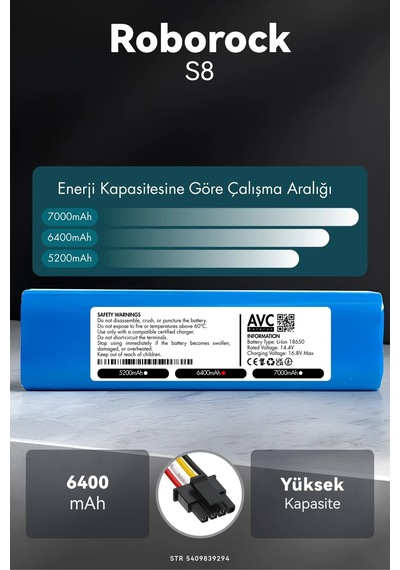 Roborock S8 6400mah Robot Süpürge Bataryası D.k