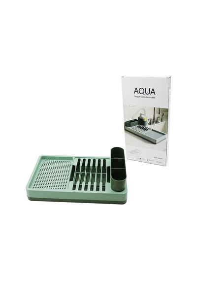 Aqua Om-0848 Tezgah Üstü Bulaşıklık 26x42x12cm Yeşil Tabaklık Kaşıklık - 6'li Paket Diğer