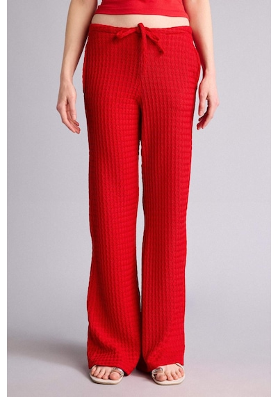 Defacto Wıde Leg Cepli Normal Bel Standart Boy Kırışık Dokulu Pantolon F7659ax26smrd51 Kırmızı-rd51