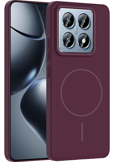 Xiaomi 14t Pro Kılıf M-safe Şarj Özellikli Zore Ruby Sert Kapak Mürdüm