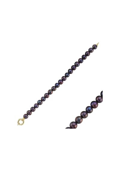 9,5 Mm Doğal Siyah İnci Bileklik 23 Cm / Sarı Sarı Sarı Altın