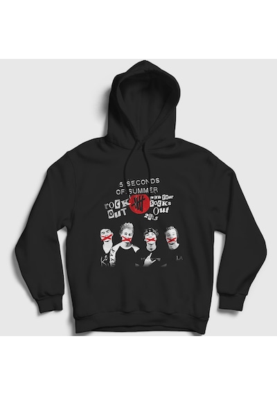 Presmono Unisex Xxxx 5 Seconds Of Summer Kapüşonlu Sweatshirt Siyah