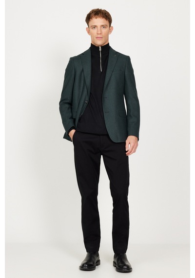 AC&Co / Altınyıldız Classics Erkek Yeşil Slim Fit Dar Kesim Mono Yaka Desenli Yünlü Ceket AC&Co / Altınyıldız Classics Erkek Yeşil Slim Fit Dar Kesim Mono Yaka Desenli Yünlü Ceket