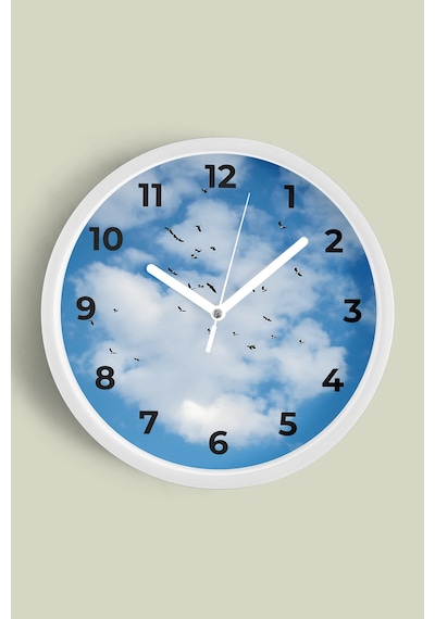 Doğa Manzara Temalı Modern Duvar Saati - 25cm - Önü Camlı Beyaz Kasa - Sessiz Mekanizma-jh0706 Beyaz