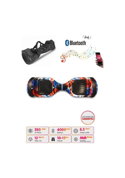 Citymate Elektrikli Kaykay Hoverboard Akıllı Denge 6.5 Inch + Hoverkart + Çanta Extrem Paket D09