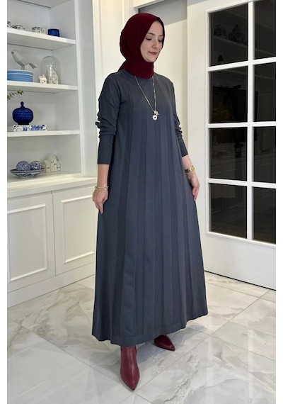 Rabia Şamlı Çiğdem Triko Elbise Antrasit