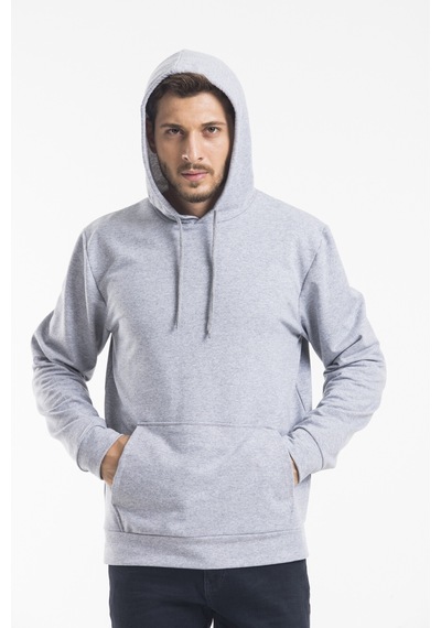 Süperlife Erkek Kapşonlu Regular Fit İnce Sweatshirt Spr 20k55 Gri Melanj