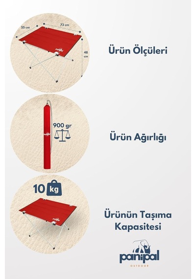 Omuz Askılı Katlanır Kamp Ve Piknik Masası, Metal Çerçeve, Taşınabilir, Tr Menşeli Kırmızı Genel