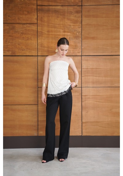 Verymoda Puantiyeli Dantel Detaylı Saten Büstiyer D2963 Krem