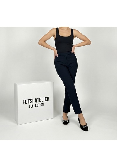 Futsishoes Mıstral Siyah Süet Hakiki Deri Taş Tokalı Kadın Babet Ayakkabı