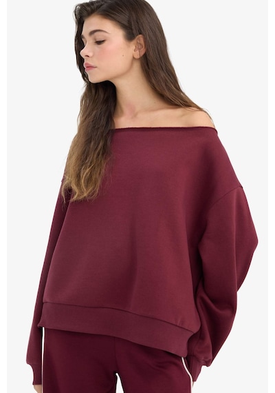 Defacto Oversize Geniş Kalıp Açık Omuz Kalın Sweatshirt G7204ax25cwbr43 Bordo-br43
