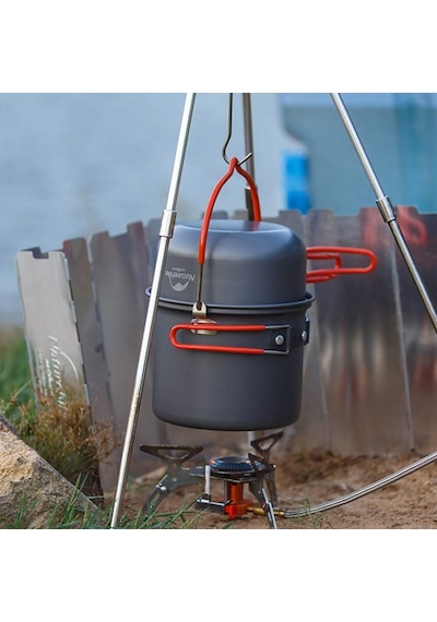 Naturehike 4ın1 Ultralight 2-3 Kişilik Kamp Yemek Pişirme Seti Koyu Gri