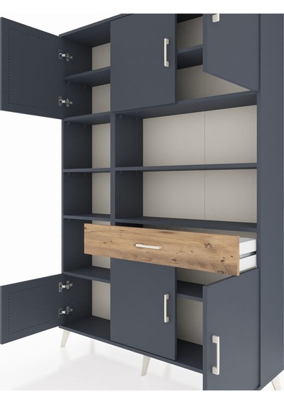 Arges Dolap 10 Raflı Tek Çekmeceli 6 Kapaklı 132x30x195 Antrasit-antrasit/çam Antrasıt/atlas Çam Arges Dolap 10 Raflı Tek Çekmeceli 6 Kapaklı 132x30x195 Antrasit-antrasit/çam Antrasıt/atlas Çam