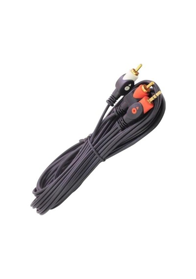 Pm-1841 Siyah 2 Rca Erkek + 3.5 Mm Stereo Erkek Gold Uç 10 Metre Ses Kablosu