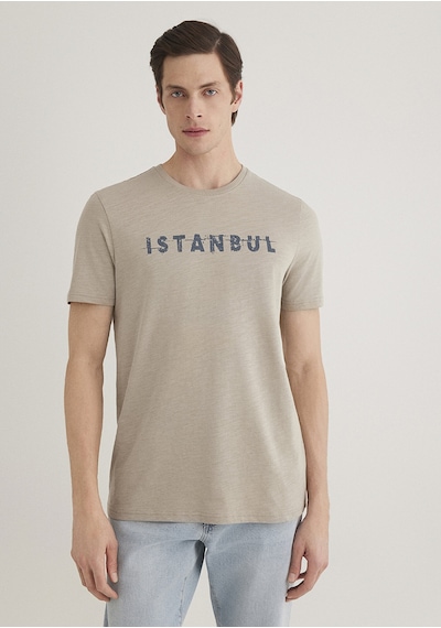 Mavi - Istanbul Baskılı Gri Tişört 066282-31935-Gri