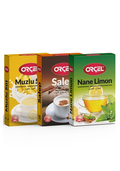Orçel Salep Muzlu Süt Nane Limon Aromalı İçecek Tozu Oralet Çay 3 x 200 G